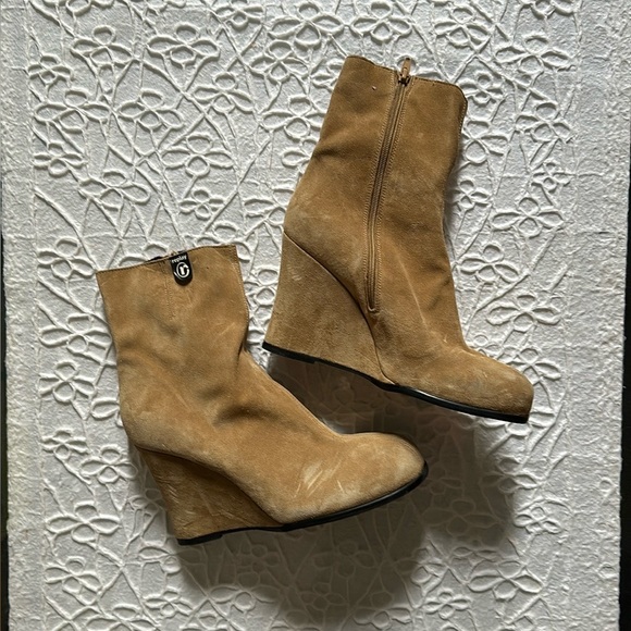 VINTAGE REPLAY WEDGE ZIPPERED SUEDE BOOTS - Picture 1 of 8